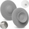 Universal drain plug, 2 pieces, Ø 11 cm, grey, silicone, for up to Ø 100 mm valve drain, food waste and hair strainer filter, drain strainer for sink, washbasin, bathtub, stopper kitchen bathroom set