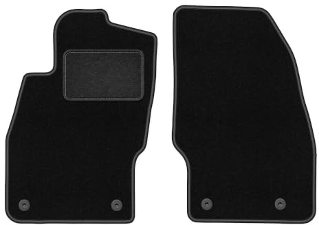 Velours-Fußmatten vorne passend für Opel Corsa D 2006-2015, Schwarz, LUX | passend für Schrägheck; Velours-Teppich (Polypropylen), ca. 6,5 mm; rutschfest, vormontierte Befestigungen (Typ OP)