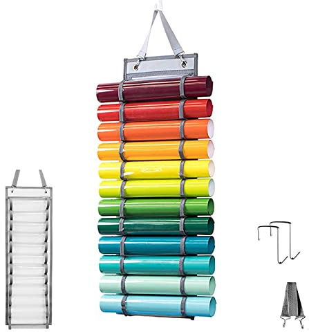 YWHTHWZJ Soporte de Rollo de Vinilo Organizador de Almacenamiento de Vinilo Soporte Vinilos con 12 Compartimentos para Papel de Transferencia de Calor