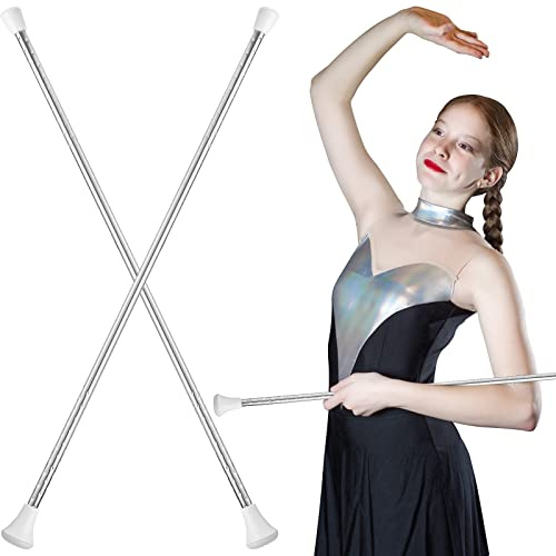 HyDren Lot de 2 bâtons de gymnastique unisexes en métal pour spectacles de talent, danse artistique (66 cm, blanc)