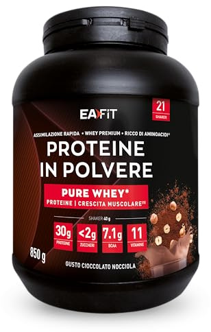 EAFIT Pure Whey Proteine in Polvere 850 g Cioccolato Nocciola