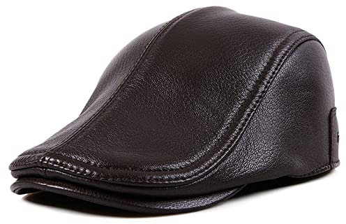 DongBao Flatcap Herren Schirmmütze aus Leder Schiebermütze mit Innenfutter Mütze Herrencap Herbst/Winter Ballonmütze mit Ohrenklappen