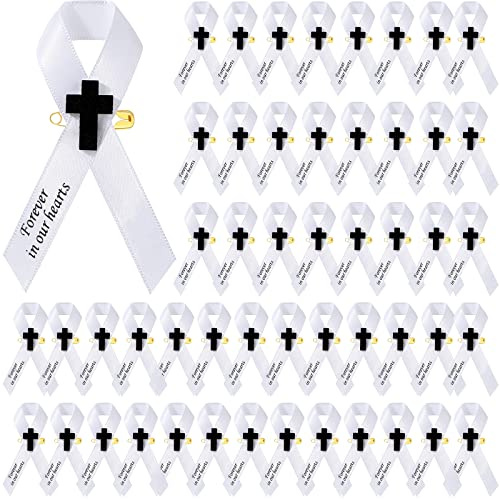 50 pines de cinta funeraria con cruz para eventos funerarios, día de recuerdo de luto