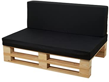 Cuscini in microfibra per divano in pallet (seduta + schienale, nero, 100 x 60 cm)