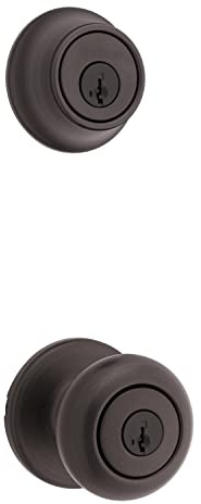 690 Cove Keyed Entry Knob and Single Cylinder Deadbolt Combo Pack Featuring SmartKey in Venetian Bronze Featuring Microban