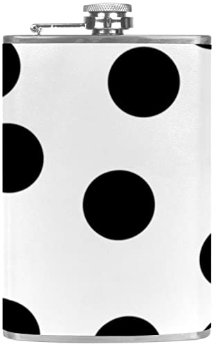 Flasque avec entonnoir Flacons personnalisés,points noirs,Petit flacon portatif en acier inoxydable pour l'alcool