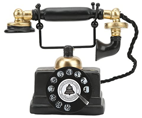 Tissting Modelo de Teléfono Fijo Vintage, Teléfono Fijo Vintage, Telefono Retro Rotativo con Dial de Botón de Resina de Escritorio, Decoración Clásica para Cafetería y Bar