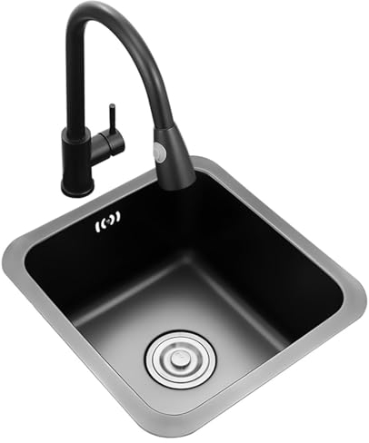 Lavabo da Appoggio E Sottopiano con Rubinetto Lavello Mini Vasca Singola in Acciaio Inox Balcone Cucina Bar Piccolo Lavabo per Verdure (S : 45 * 40 * 20cm)