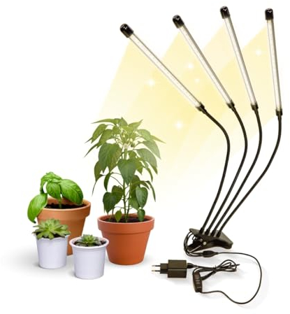 Mobiclinic®, Lampada per piante, Growflex, 3 modalità, 6000k, 10 livelli di luminosità, Spettro completo, Timer, Rotazione a 360°, 40w, Flessibile, Da interno, Growlight, Usb (3 Teste)
