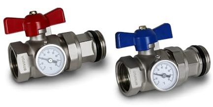 ENVIRON- Kugelhahn-Anschluss-Set 1 für Heizkreisverteiler mit Thermometer