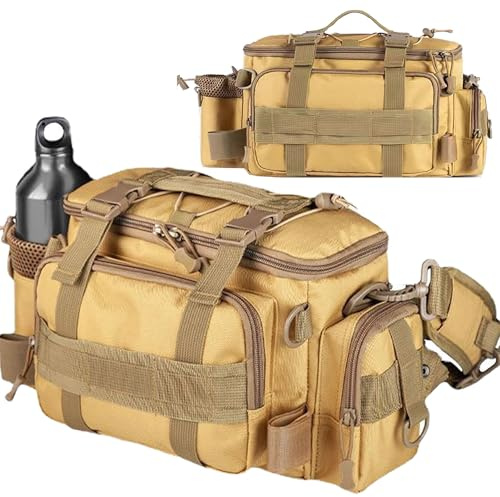 YUEMING Fiskeväska, enkel axel havsfiske, tackelväskor förvaring ryggsäck för karpfiske, kamouflage utomhus bärväska vandring resor pack, gUL, 40cm x 28cm x 20cm, Modern