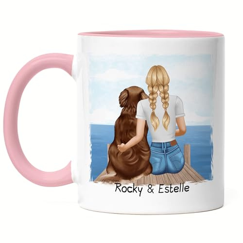 Kiddle-Design Personalisierte Hundemama Tasse Rosa | Geschenk für Stolze Hundebesitzerin | Für Hundeliebhaber Dog Dad mit Haustier | Mit Name & Spruch