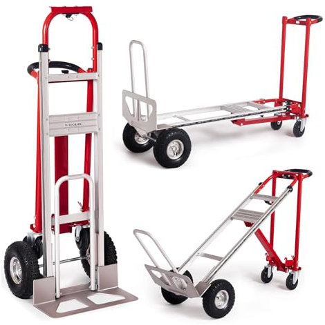 Roomark Sackkarre Klappbar, 3 in 1 Sackkarre Treppensteiger mit 350 KG Kapazität, Schwere Treppensackkarre Metall mit Gummigriff & Anti-Rutsch-Räder, Transportwagen Klappbar für Lagerhaus, Outdoor