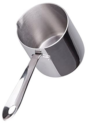 Hoement Edelstahl Kaffeekessel Mit Ausguss Butter-schmelztopf Milchiger Schmelzbehälter Für Zuhause Dreischichtig Für Wärmeverteilung Und Langlebige Rostfreiheit