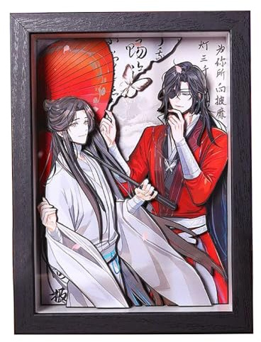 Jiumaocleu Tian Guan Ci Fu Cornice 3D in Legno Cornice Fai da Te Xie Lian Hua Cheng Pittura Tridimensionale Fatta a Mano Poster Opera D'arte per Scrivania Decorazione Parete