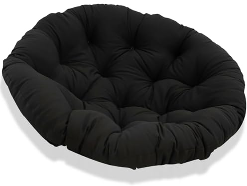 JIcloun Papasansessel Kissen 170cm, Stuhlkissen für Papasan Chair, Wasserdicht Dicke Bodenkissen Rund Groß, Runde Ersatzpolster für Hängesessel Rattansessel Korbsessel Outdoor Gartenmöbel Schwarz