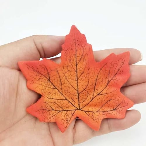 WANYI 100 Stück 10*10cm Herbstblätter Deko Künstliche Herbstblätter zum Basteln Autumn Decor Herbst Deko Outdoor Herbst Dekoration Aesthetic in Gemischten Farben fur Weihnachten Halloween Karten(09)