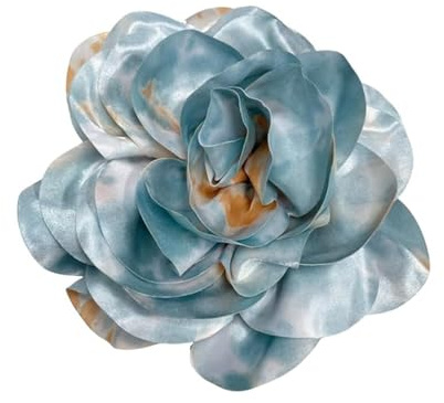 7,5 Pouces En Tissu Satiné Teint En Forme De Rose Grandes Broches Pour Femme Fleur En Soie Broche Surdimensionnée Pour Fête De Mariage Banquet Robe Costume Vêtements Accessoires Cadeaux (Bleu clair)