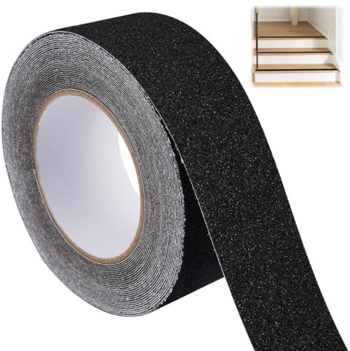 Strisce Antiscivolo per Scale Esterne Interne 5cm×10m Nastro Antiscivolo Nero, Nastro Adesivo Antiscivolo, Nastro Antiscivolo per Gradini, Strisce Adesive Antiscivolo per Scale Scalini