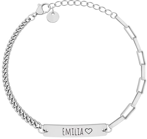 Lumari Gold Personalisiertes Damen-Armband mit Gravur – Silber Edelstahl, Verstellbar 16-19cm, Hypoallergen – Elegantes Geschenk für Frauen