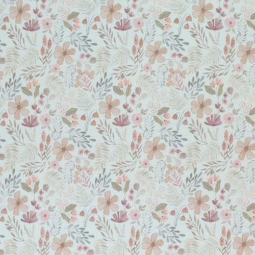 Baumwolljersey | Die Stofftante | Florale Designs | Ökotex | 92% Baumwolle & 8% Elasthan | Meterware ab 50 cm | für Baby- & Kinderkleidung (Waldpflanzen, Beige)