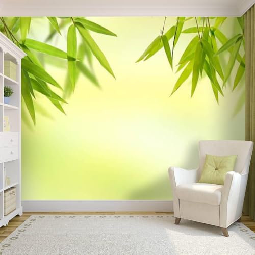 Fotomurales Decorativos Pared Hojas de Bambú 300x210 cm Papel Pintado Tejido No Tejido Bambú Verde Fotomural 3D Mural Paredes Papel Tapiz Decoración Salón o Dormitorio a.7060