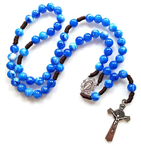 Collar de rosario católico de ágata con dije decorativo para festival de cumpleaños
