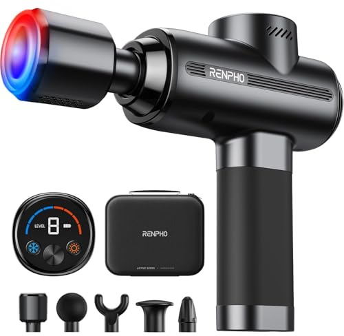 RENPHO Active Thermacool 2 Massage Gun Deep Tissue with Heat and Cold,[2026 Upgraded] Muscle Massage Gun with 5 Speeds 5 Head,Sports Massage Gun Carry Case for Home Office Workout,Gifts for Women,Men