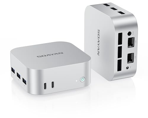 SOAYAN Mini PC, Twin Lake N150 Mini Computer (fino a 3.6 GHz), 12GB LPDDR5 (4800MHz) 512GB SSD PC Fisso Compatto Triplo display 4K/Dual Lan/Type C/WiFi 5/USB3.2/BT Micro PC per ufficio, casa, lavoro