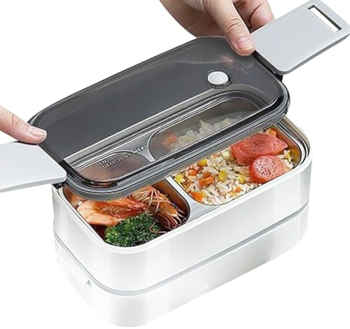 Eastuy | Tarteras De Acero Inoxidable Con Tapa - Doble Capa Térmica, Portátil Y Apto Para Microondas Para Cocina, Estudiantes, Trabajo Y Viaje