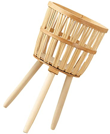 Mipcase Soporte para Macetas de Bambú Mano Cesta Multifuncional con Patas para Plantas de Interior Organizador para Hogar Oficina y Balcón