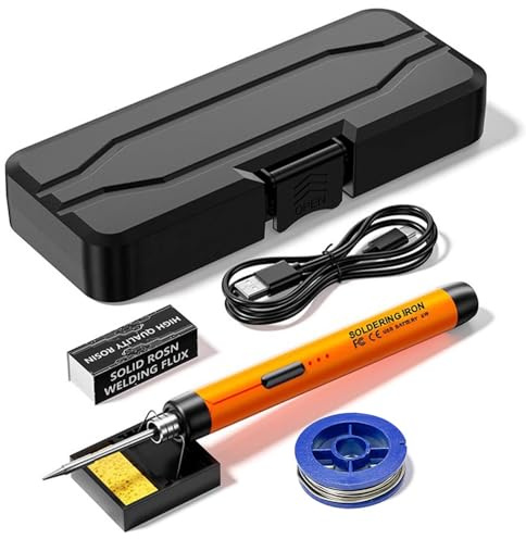 FTVOGUE Pluma de Soldadura Eléctrica Portátil de Hierro USB con 3 Puntas Reemplazables Herramienta de Soldadura con Alimentación USB para Reparación Electrónica (Juego de soldador)