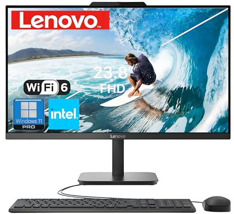 Lenovo Computer desktop FHD All-in-One da 24, processore Intel 4-Core (Beats i3-1110G4), RAM da 32 GB, SSD PCIe da 2 TB, HDMI, WiFi 6, RJ45, Bluetooth, Business AIO, Vent-Hear, tastiera e mouse