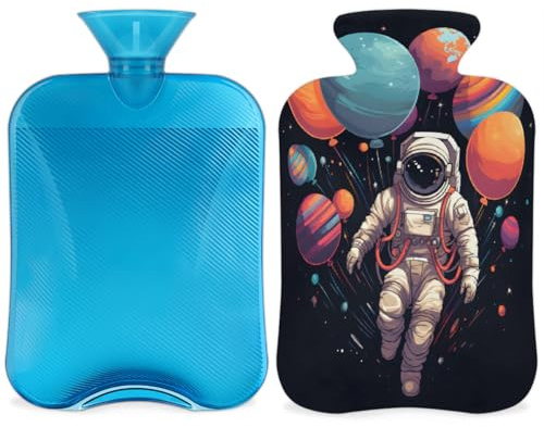 Borsa dell'acqua calda con coperchio, 2 l, per alleviare il dolore, collo morbido e spalle, mani e piedi, impacco caldo e freddo, per adulti e bambini
