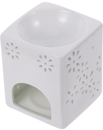 SAFIGLE Lámpara de Fragancia Blanca Grande con Diseño Hueco Quemador Eléctrico Seguro para Aceite Esencial Decoración Aromaterapia para Hogar y Oficina