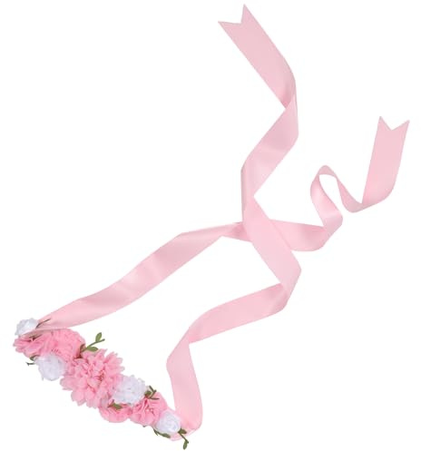Mikikit Cintura Decorativa per la Gravidanza in Chiffon con Fiori Fascia per la Pancia per Shower Cintura Floreale Comoda e Delicata per Maternità Accessorio Elegante per Feste