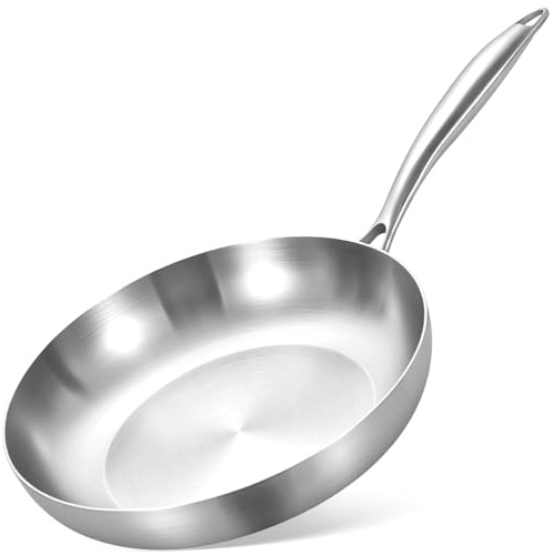 Inqibee 30 CM Tri-Ply Stainless Steel Frying Pan | Multi Functional Skillet, Induction Ready, Compatible with All Cooktops, Even Heat Distribution, Oven Safe Cookware