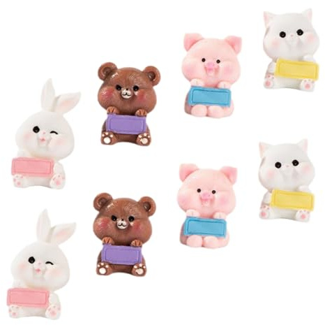 GLEAVI Lot de 8 Figurines Miniatures D’Animaux en Résine Colorée pour Décoration Maison de Poupée, Bureau et Jardin – Sculptures Artisanales Détaillées et Légères