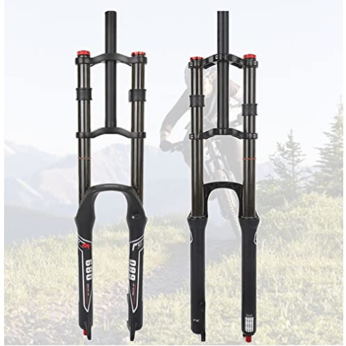 XGSUZNE 26 27.5 29 Inch Mountain Bike Fork Downhill MTB Air Suspeion Travel 130mm 1-1/8 Straight Bicycle Front Rebound Adjust Manual Lockout Disc Brake QR 9mm (Color
