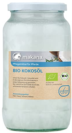 Makana BIO Kokosöl/ Kokosfett für Pferde, kaltgepresst, 900 ml Glas