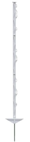 VOSS.farming 20x Farm 105 Weidezaunpfähle, Zaunpfosten, 8 Ösen für Litze, Seil, Band, Doppeltritt, verzinkter Stahlnagel, Höhe 105cm, weiß