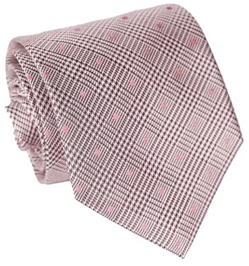 Remo Sartori - Cravatta In Pura Seta Principe di Galles Grigio con Pois, Made In Italy, Uomo (Rosso)