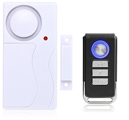 Mengshen Alarma de Puertas y Ventanas - Antirrobo Inalámbrica Con Control Remoto, Fácil De Instalar, 105db (Incluye 1 Alarma y 1 Control Remoto)