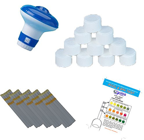 SUDS-ONLINE Small Dispenser with 10 Chlorine Tablets 20g + Test Strips