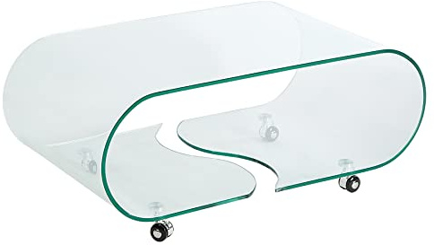 riess-Ambiente.de Extravaganter Glas Couchtisch FANTOME 90cm transparent Glastisch Tisch Wohnzimmer