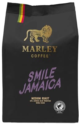 Marley Coffee 20% Jamaica Blue Mountain Medium Roast Coffee Beans 227g - Smile Jamaica Blend - Marley Coffee - From The Marley Family - Rainforest Alliance Certified