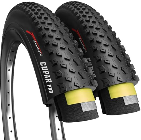 Fincci Foldable 26x2.10 Mountain Bike Tires - 26 Inch Bike Tires with 1mm Nylon Puncture Proof - Black Kevlar 26 Bike Tire 60 TPI with Cross Country Profile for MTB, XC, Folding,Hybrid Bicycles