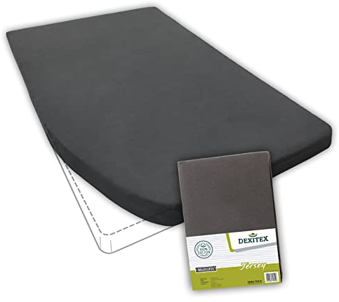 Dexitex - Sabana Bajera Caravana - Autocaravana - Ropa Cama Autocaravana - para Colchon Camper - Sasbana Ajustable - Accesorios Autocaravana -Oeko-Tex - 100% algodón, Esquina Izquierda - Antracita