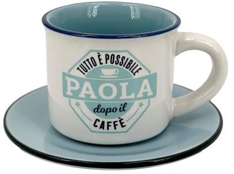 CLEARCO Tazzina da caffè in gres porcellanato personalizzata con piattino - Paola