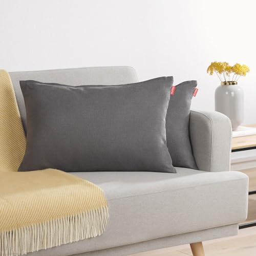Blumtal 2er Set Kissenbezug 40x60 anthrazit - kuschelige Chenille Kissenbezüge mit verstecktem Reißverschluss, Oekotex Zertifizierte Kissenhülle für Deko-Kissen Sofakissen Polster & Zierkissen